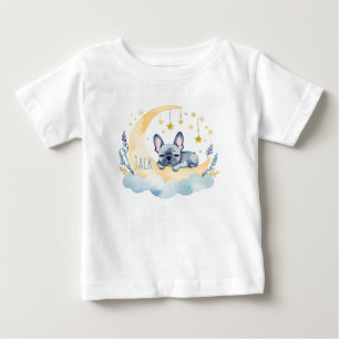 T-shirt Pour Bébé Joli chiot Bouledogue Français sur la Lune –