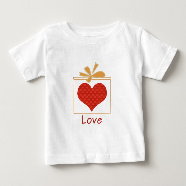 T-shirt Pour Bébé Joli cœur rouge Boîte dorée AMOUR (Devant)