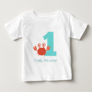 T-shirt Pour Bébé Joli Crabe, Crabe J'ai Un An, Premier Anniversaire