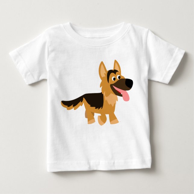 T-shirt Pour Bébé Joli dessin allemand berger chien bébé T-shirt béb (Devant)