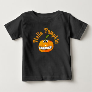 T-shirt Pour Bébé Joli dessin animé citrouille souriante Bonjour Aut