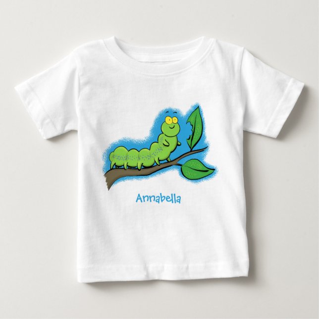 T-shirt Pour Bébé Joli dessin animé de chenille verte mignonne (Devant)