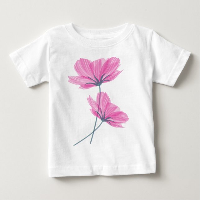 T-shirt Pour Bébé Joli Dessin Fleur Rose Joli (Devant)