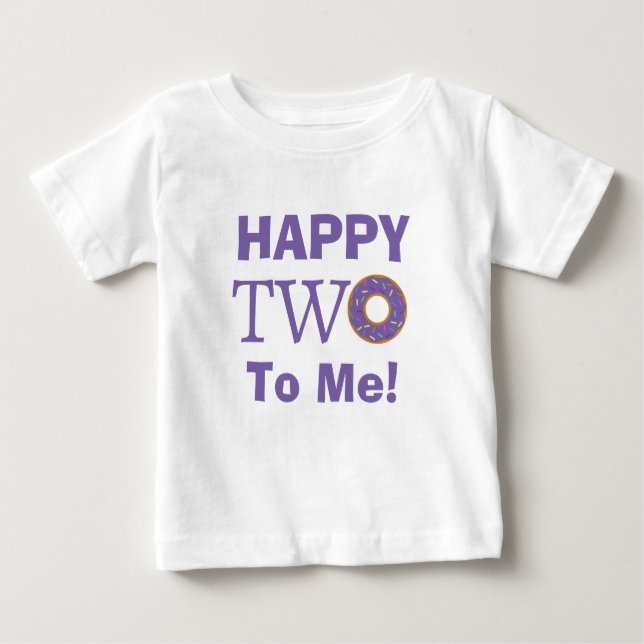 T-shirt Pour Bébé Joli deux 2e anniversaire Donut violet mou (Devant)