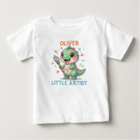 Joli dinosaure artiste avec pinceau