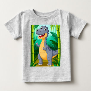 T-shirt Pour Bébé Joli dinosaure de dessin animé debout dans un déco