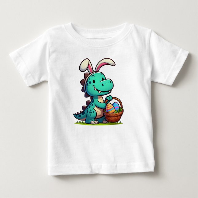 T-shirt Pour Bébé Joli dinosaure lapin de Pâques (Devant)