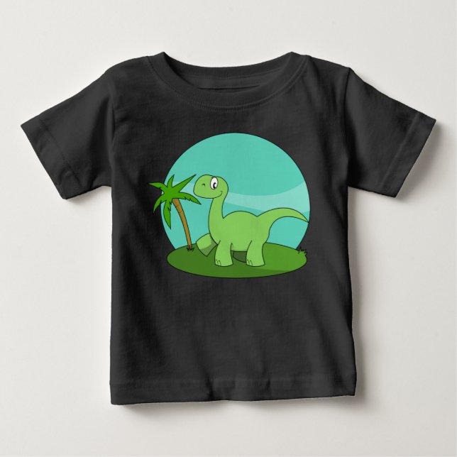 T-shirt Pour Bébé Joli Dinosaure Vert (Devant)