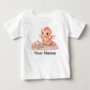 T-shirt Pour Bébé Joli dragon bébé personnalisé Jouet Thé Pique-niqu