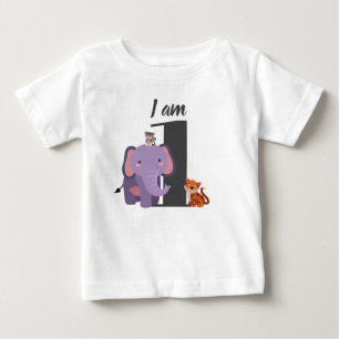 T-shirt Pour Bébé Joli éléphant de safari pour 1er anniversaire Tigr