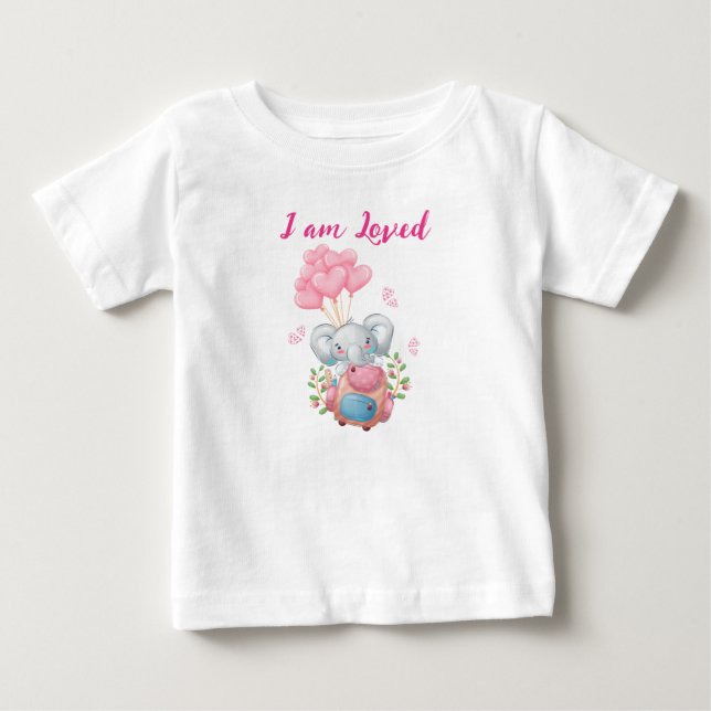 T-shirt Pour Bébé Joli éléphant rose  (Devant)