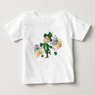 T-shirt Pour Bébé Joli et souriant dancing leprechaun, un arc-en-cie