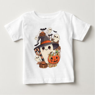 T-shirt Pour Bébé Joli fantôme d'Halloween de style Kawaii
