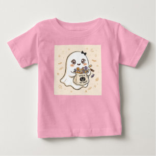 T-shirt Pour Bébé Joli fantôme pour un bonbon d'Halloween