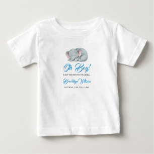 T-shirt Pour Bébé Joli Garçon Éléphant Aquarelle Baby Shower