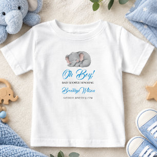 T-shirt Pour Bébé Joli Garçon Éléphant Aquarelle Baby Shower