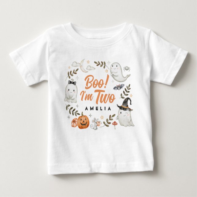 T-shirt Pour Bébé Joli Halloween Boo d'anniversaire ! Je suis T-shir (Devant)