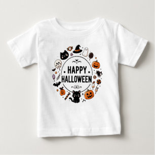 T-shirt Pour Bébé Joli Halloween Chat Citrouille Enfants Tee