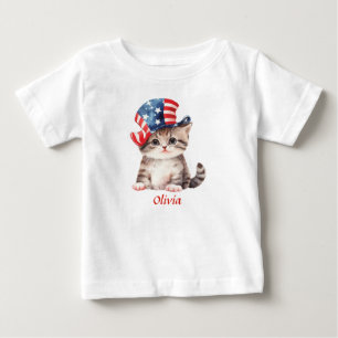 T-shirt Pour Bébé Joli Kitten Patriotique Fille 4 Juillet