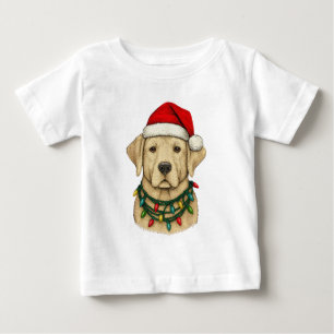 T-shirt Pour Bébé Joli Labrador de Noël avec un chapeau de Père Noël