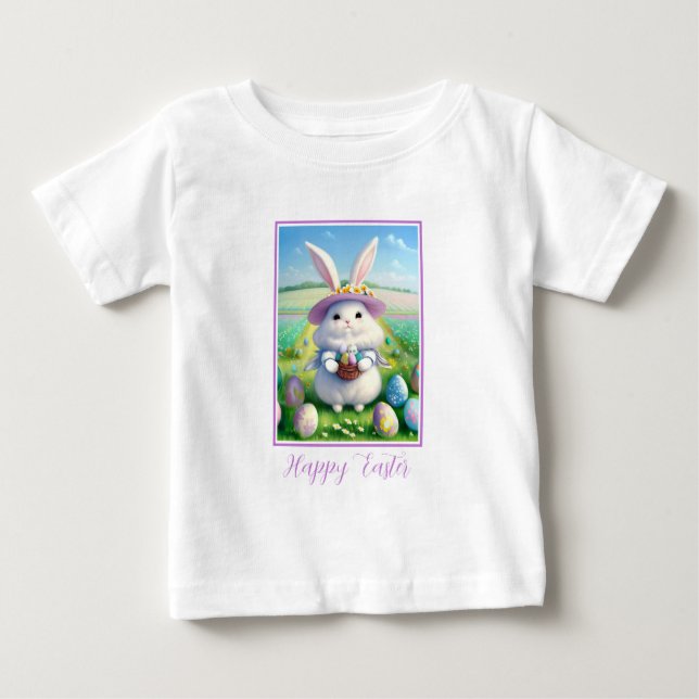 T-shirt Pour Bébé Joli Lapin de Pâques 01 (Devant)
