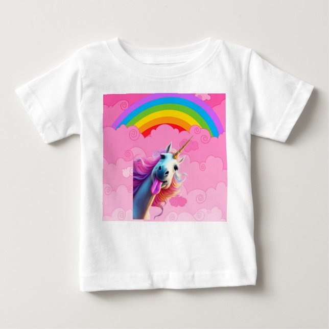 T-shirt Pour Bébé Joli licorne. (Devant)
