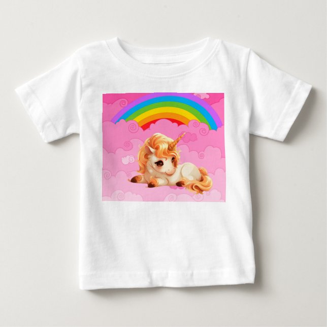T-shirt Pour Bébé Joli licorne. (Devant)