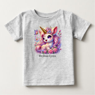 T-shirt Pour Bébé Joli licorne ajouter nom fantaisie