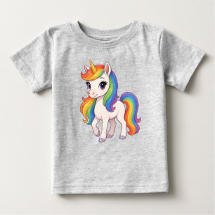 T-shirt Pour Bébé Joli licorne arc-en-ciel coloré