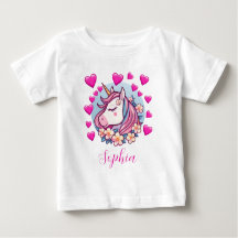 Joli Licorne, Cœurs Roses & Fleurs, Nom Personnali