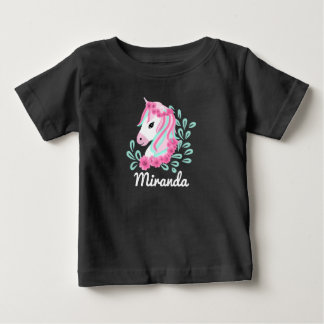 T-shirt Pour Bébé Joli licorne magique nom personnalisable