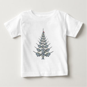 T-shirt Pour Bébé Joli narval portant un chapeau de Père Noël avec f