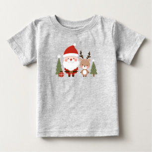 T-shirt Pour Bébé Joli Noël Père Noël & Reindeer