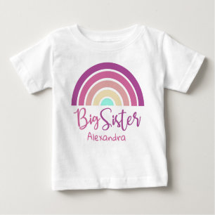 T-shirt Pour Bébé Joli nom coloré arc-en-ciel grande soeur personnal