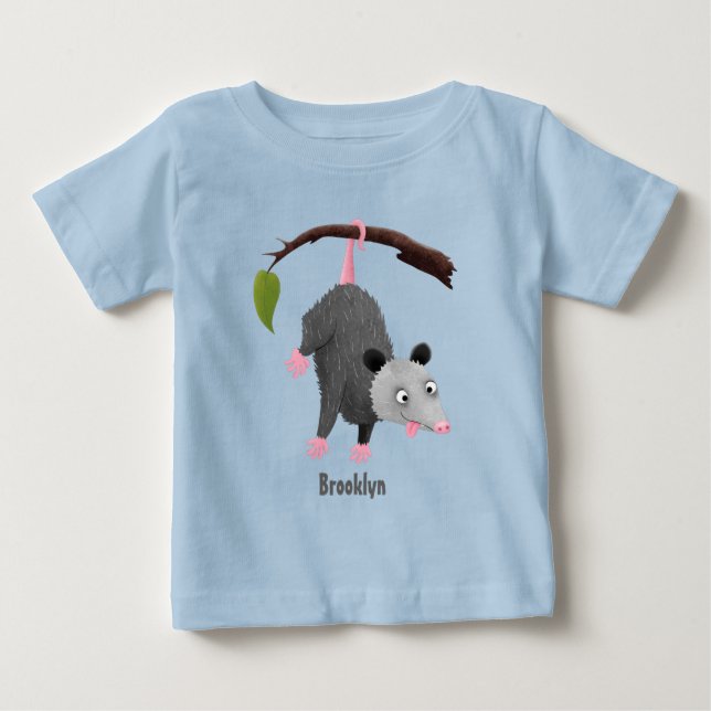 T-shirt Pour Bébé Joli opossum accroché à la branche dessin animé (Devant)