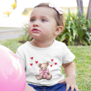 T-shirt Pour Bébé Joli ours en peluche pour la Saint-Valentin