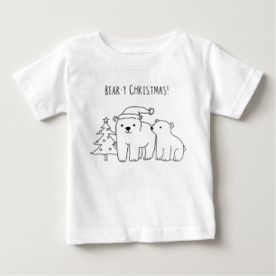 T-shirt Pour Bébé Joli Ours Polaires Tirés À La Main Doodle de Noël