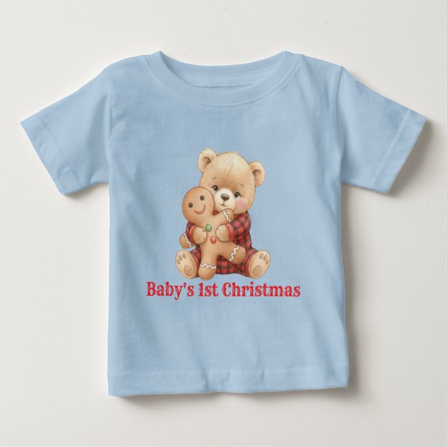 T-shirt Pour Bébé Joli Ours Premier Noël (Devant)