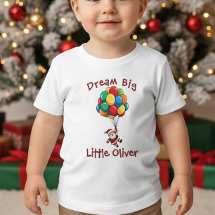 T-shirt Pour Bébé Joli Père Noël volant avec des ballons de Noël