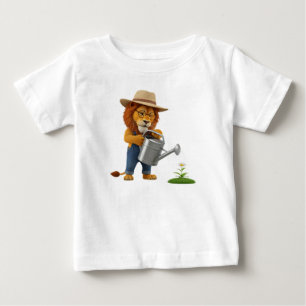 T-shirt Pour Bébé Joli personnage de lion jardinier 3D arrosant une 