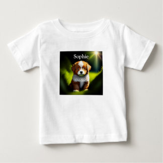 T-shirt Pour Bébé Joli petit chiot Brown et blanc
