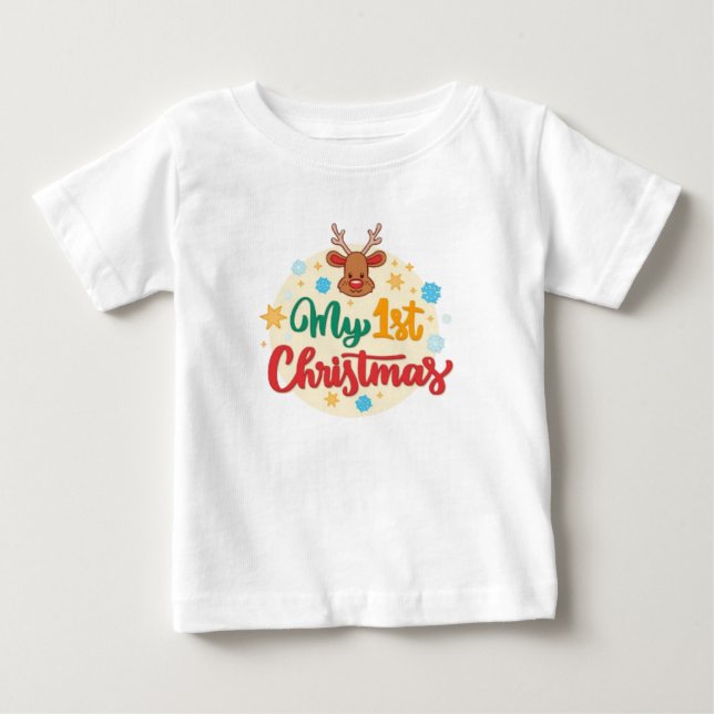 T-shirt Pour Bébé Joli petit garçon Noël (Devant)