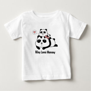 T-shirt Pour Bébé Joli petit ourson panda aime maman, Maman et bébé