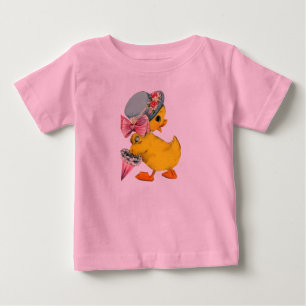 T-shirt Pour Bébé Joli petit poussin de Pâques vintage avec chapeau 