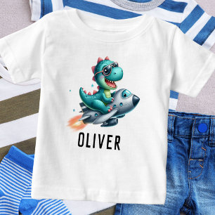 T-shirt Pour Bébé Joli pilote de Dino Trex d'avion à réaction