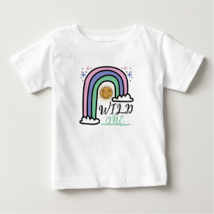 T-shirt Pour Bébé Joli Premier Anniversaire Sauvage Arc-en-Ciel Sole