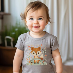 T-shirt Pour Bébé Joli renard des bois, animaux de la forêt, neutre 