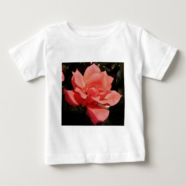T-shirt Pour Bébé Joli rose rose Peach floral (Devant)
