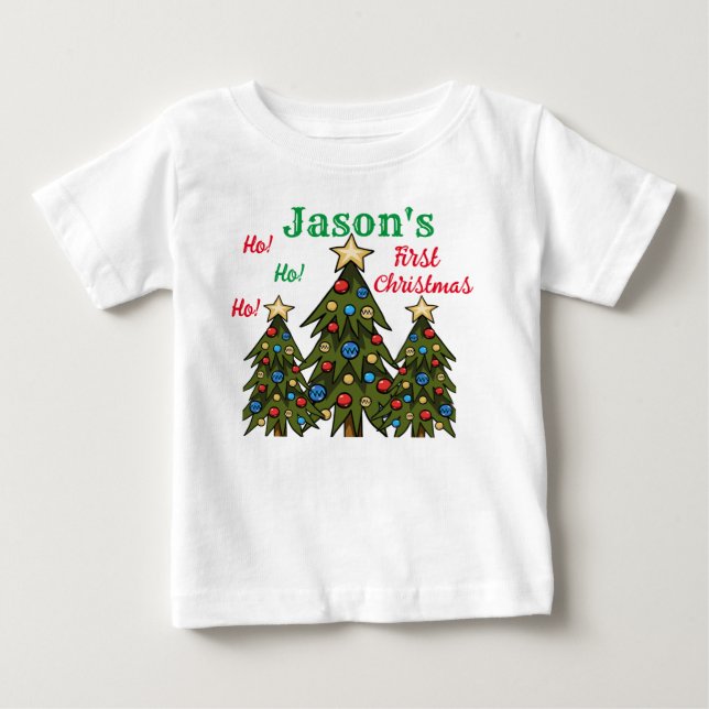 T-shirt Pour Bébé Joli sapin de Noël (Devant)