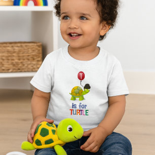 T-shirt Pour Bébé Joli T de Tortue Alphabet de Dessin Animé